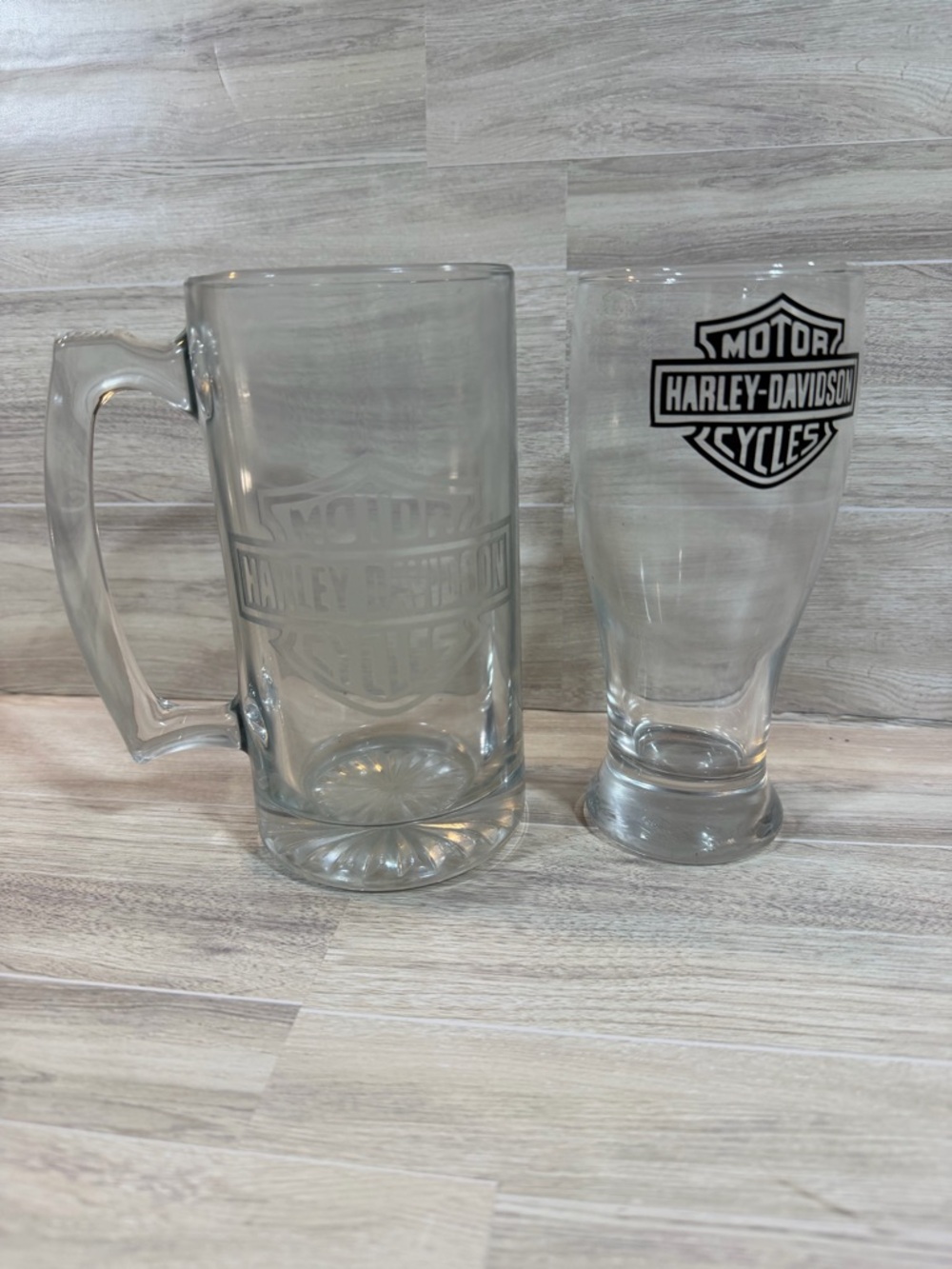 Harley-Davidson Clear Glass Beer Mug & Pilsner with Black Logo